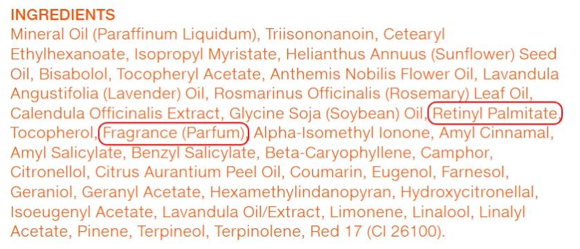 Bio-Oil Original ingredients list