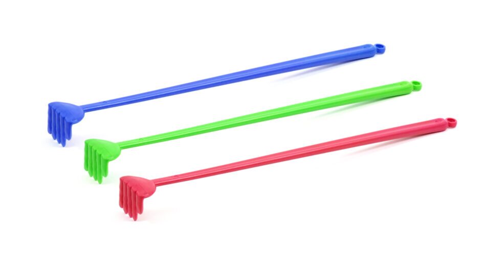 Colorful Plastic backscratcher on a white background